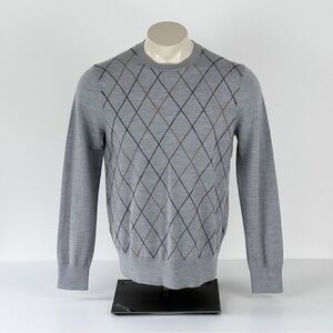 Brooks Brothers Mens Merino Wool Sweater M Light Gray Red Yellow Argyle …